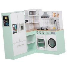 Corner Play Kitchen with Realistic Lights Sounds, Chalkboard, Ice Maker,
