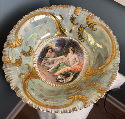 Antique Royal Vienna Porcelain Diana Portrait Bowl Francois Boucher Gilt 10.75 