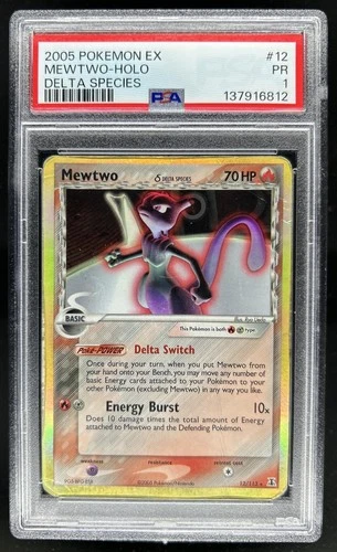 2005 Pokemon EX Delta Species Mewtwo Holo #12/113 PSA 1