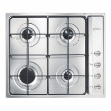 Image of Smeg S64S Built in Cucina Gas Hob 59cm 4 Burner Stainless Steel Cooker
