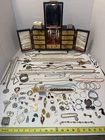 Vintage Costume Lot Asian Jewelry Box Lot Of Gold And Silver Tone Necklace Pins