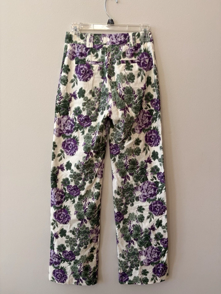 Pantalones de lino acampanados florales de mujer Sezane Paris de colección Foto 2 de 4