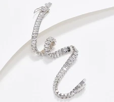 Diamonique Radiant-Cut Liquid Tennis Bracelet Sterling Silver, 8"