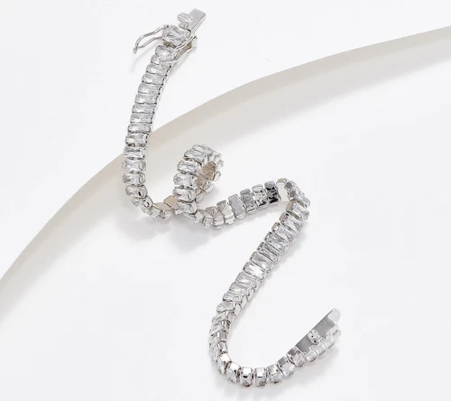 Diamonique Radiant-Cut Liquid Tennis Bracelet Sterling Silver, 8"