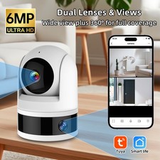 6MP Dual Lens Security Camera Tuya WIFI Auto Tracking Indoor Baby Pet Monitor US