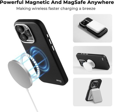 EasyAcc für iPhone 16 Pro 6.3 Hülle, Eco Leder, kompatibel mit MagSafe, Luxus