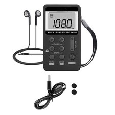 Mini Digital Portable Pocket LCD AM FM Radio Stereo USB Rechargeable w/Earphone