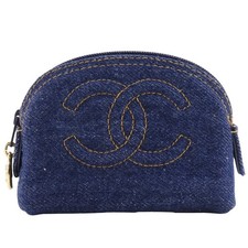 CHANEL COCO Mark Pouch A02789X03304 Mini pouch 97P Blue denim Women