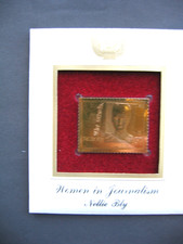 2002 Nellie Bly Journalism 22kt Gold GOLDEN Cover FDC STAMP