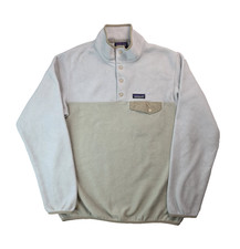 Patagonia Synchilla Bleached Stone W/EI Cap Khaki Snap T Pullover Womens Large L