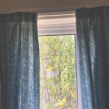 Blue Cotton Curtains. 52 Drop X32 “ Across One Curtain. VGConditon + tie backs.
