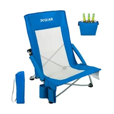 XGEAR Beach Chair Sturdy Beach Chairs for Adults with Cooler Bag, H... Fast Ship