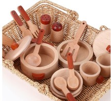 Wooden Play Kitchen Accessories, Pretend Play Toys, Kids Kitchen Set With Bag