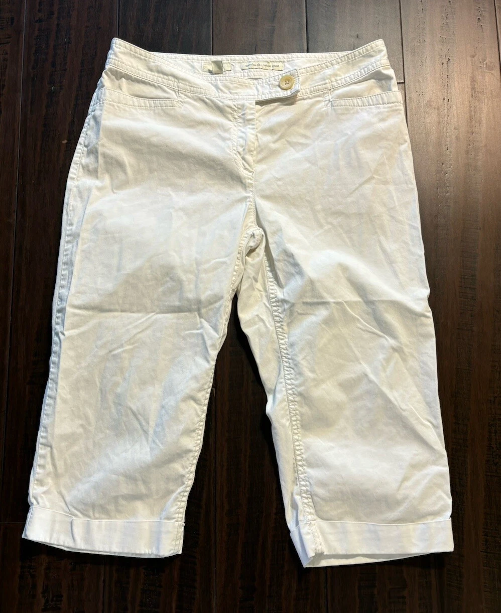 J Jill Capri Pants Womens 8 Petite 8P Beige Cuffed Genuine Fit Below Waist