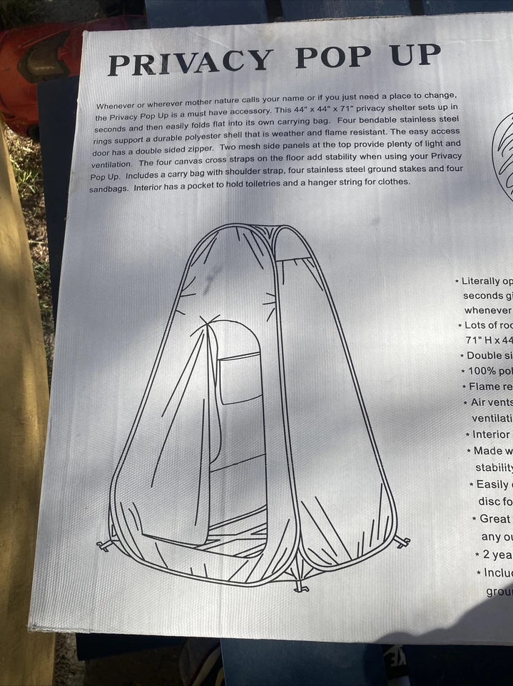 Tienda emergente instantánea portátil al aire libre privacidad camping ducha inodoro vestuario Foto 2 de 2
