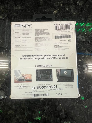 New PNY Upgrade 1TBKIT 1TB PCle NVME Gen4 x4 SSD M280CS2241-1TBKIT-RB - Photo 2/3