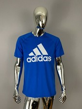 Adidas Mens Aeroready Big Logo Graphic T-Shirt Royal Blue White Size M