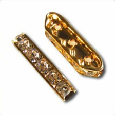 4pcs Gold-plated Rhinestone 3-strand Spacer Bar 22x7mm *Many Colours*