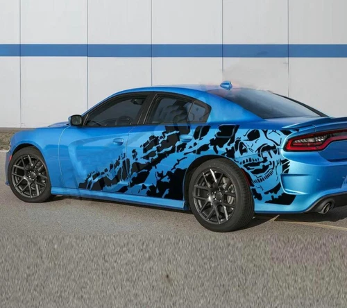 Fit For Dodge Charger Sport Graphics Vinyl Skull Car Sticker Kit Side Door Decal - Picture 3 of 7
