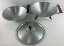 RARE 3-Piece VTG MCM Mirro Medallion Atomic Serving Dish