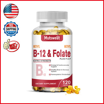 Methyl Folate Capsules, Methylated Multivitamin for Women & Men w/Vitamin B12 B6