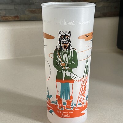 Blue Eagle Knox Gas Oil Frosted Glass FAMOUS OKLAHOMA INDIANS Geronimo
