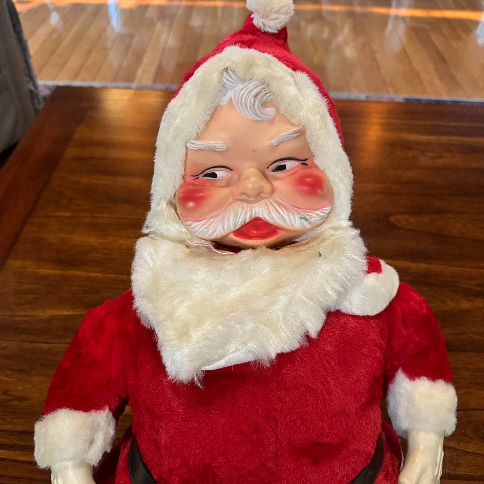 Vintage Santa Claus Rubber Face Christmas Plush Large Stuffed 26" Smiling - Image 2 of 4