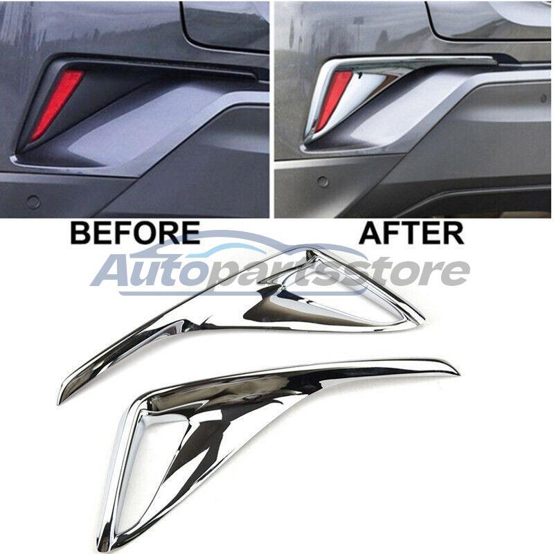 2PCS For Toyota C-HR CHR 2018-2022 Chrome Rear Fog Lamp Bumper Light Cover Trim