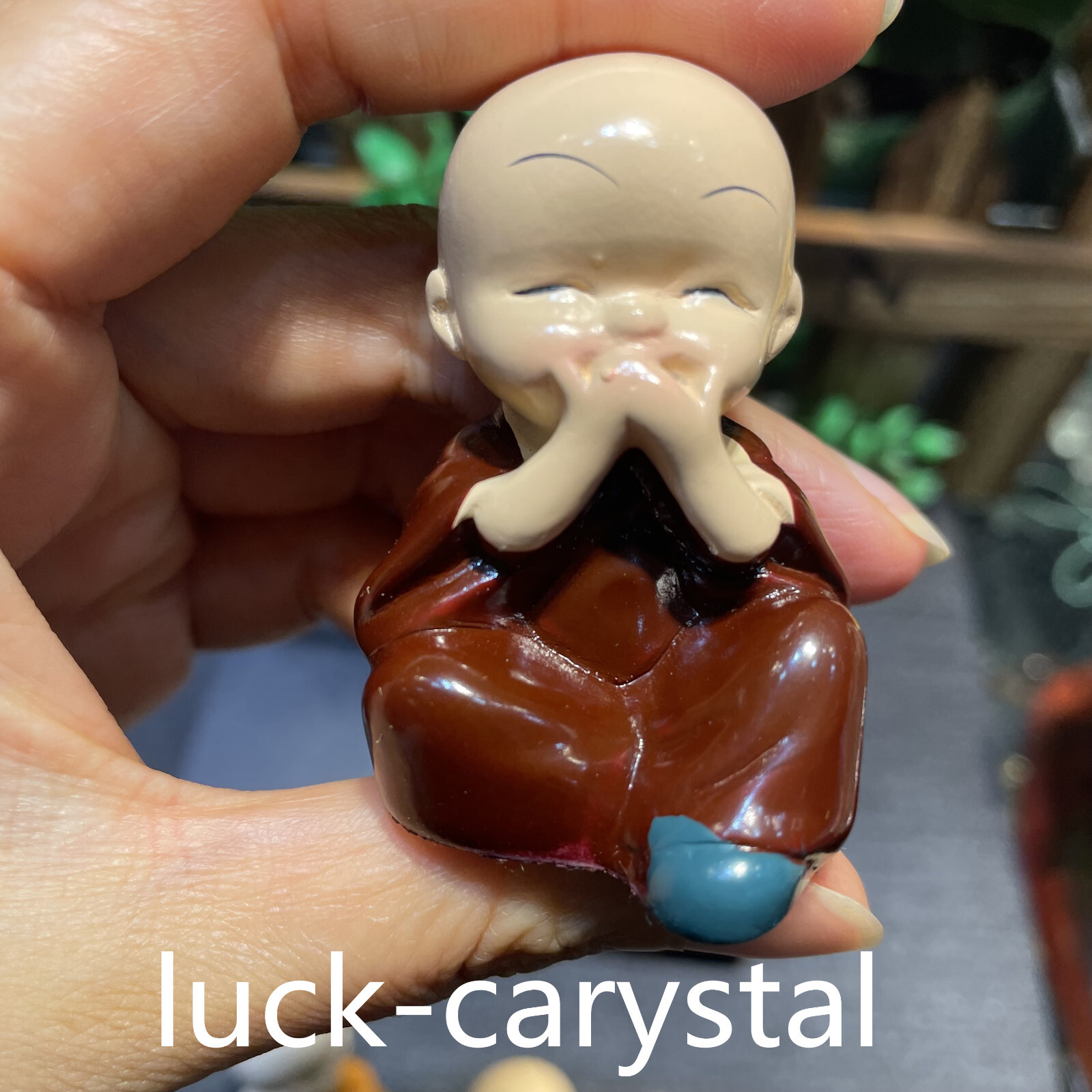 195g Hand Carved Ceramic Monk Decorations Reiki Healing Gift.4PC.B18E