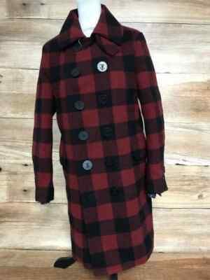 Dsquared2 rot und schwarz kanadische Karo zweireihige lange Jacke