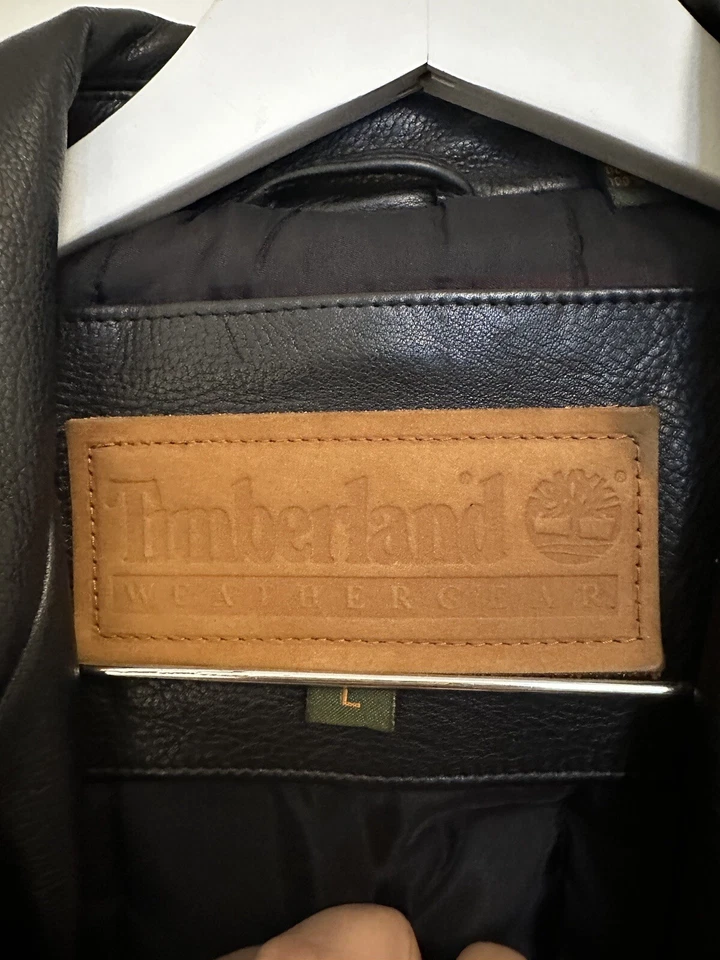 Black Timberland Leather Jacket - Image 3 of 4