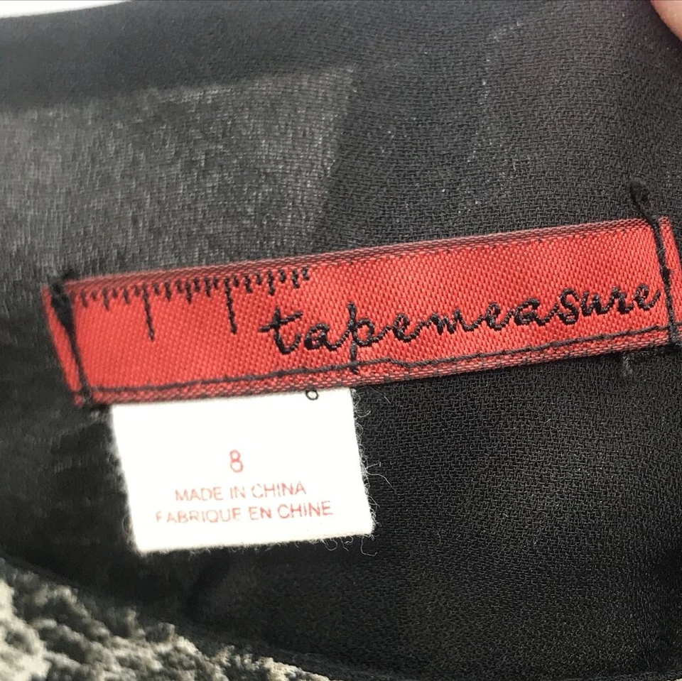 Tape Measure Women's Skirt Size 8 Floral Faux Lace Fitted Flair Black Beige - Image 3 of 4