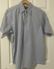 EDDIE BAUER Mens Medium Relaxed Fit Wrinkle Resistant Button Down Shirt Blue L