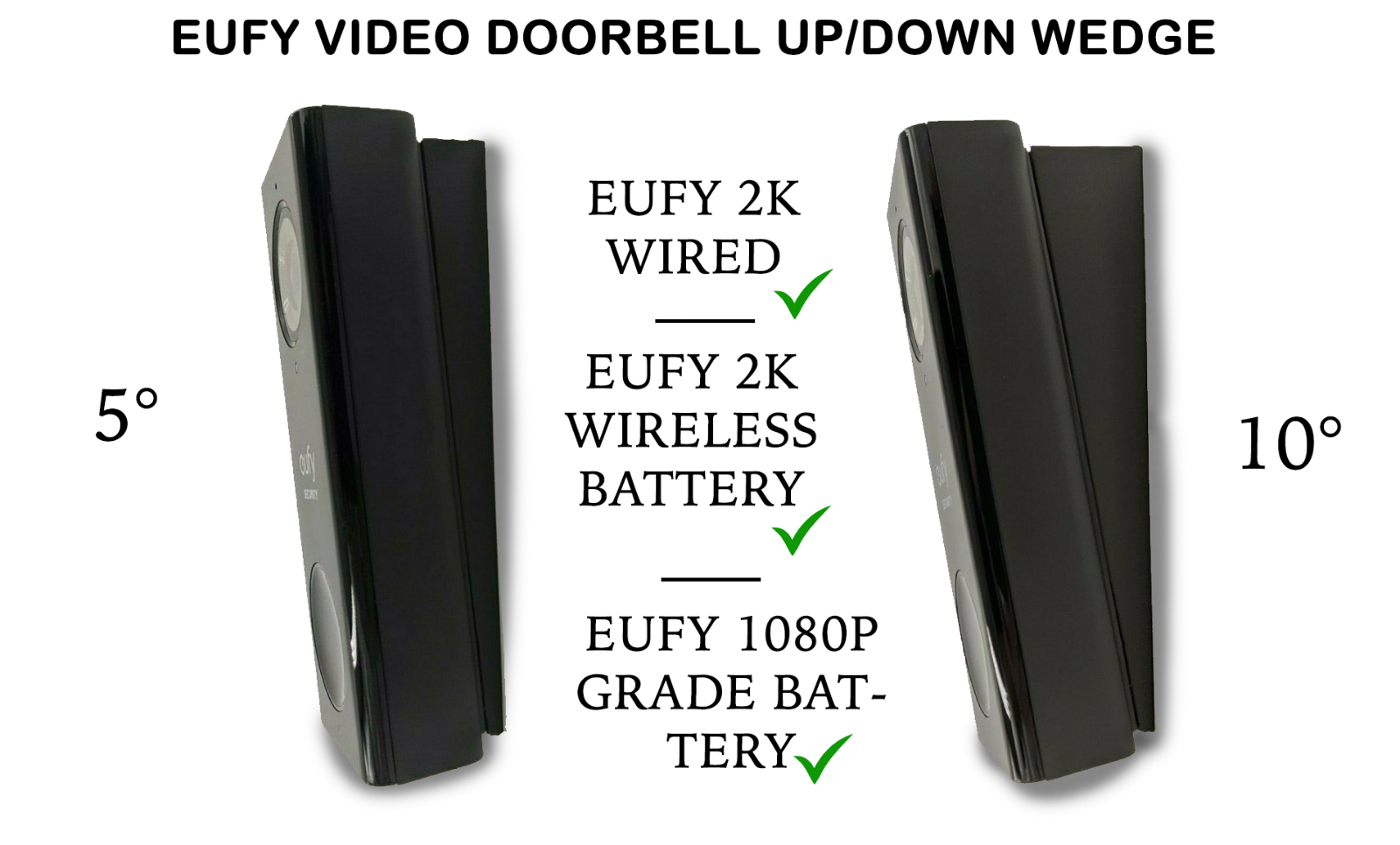 Angle Mounts For Eufy Doorbell 2K Wired, Battery, 1080p, Dual Cam, E340