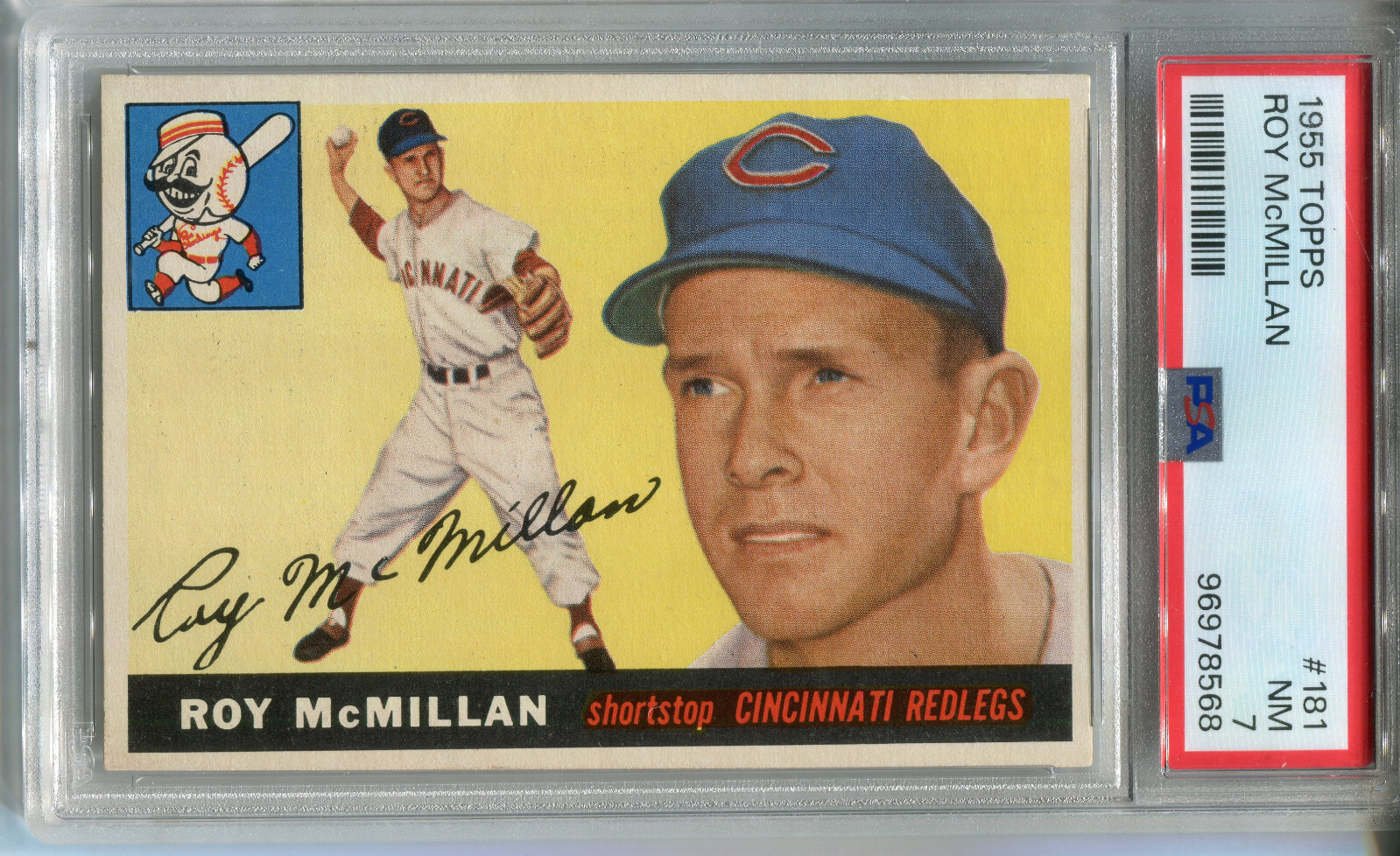 1955 Topps #181 Roy McMillan PSA 7 NM Cincinnati Reds