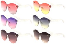 ARUBA RIMLESS SHIELD MONO ROUND OVERSIZED SUNGLASSES OCEANIC ONE PIECE LENS VTG