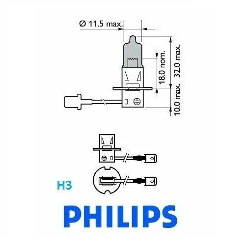 Lampadina faro fendinebbia Lampada Philips BlueVision H3 12V 55W 4000° Kelvin - Immagine 2 di 3