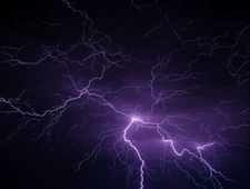 Intricate Purple Lightning Streaks across the Night Sky Poster Print