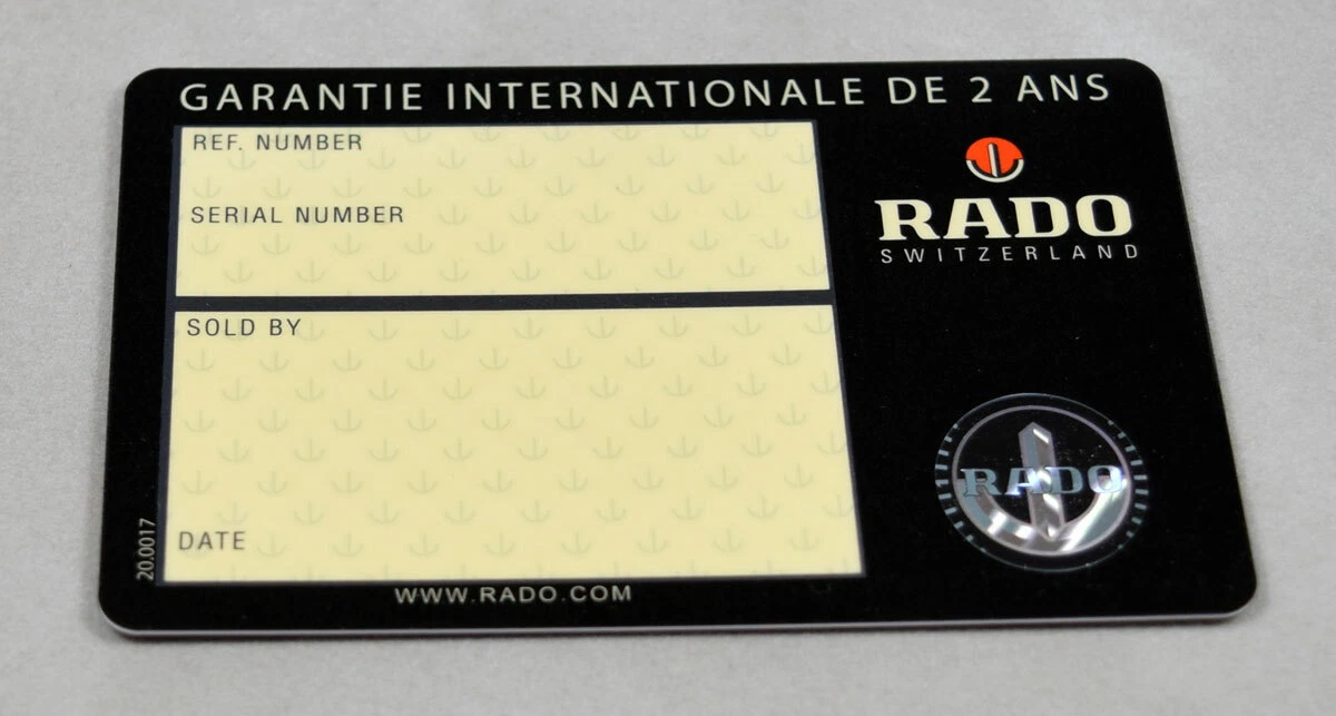 RADO Watch International Warranty Instructions Booklet Service Card unfilled