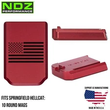 NDZ Springfield Hellcat OSP RDP Magazine Floor Plate Aluminum Red Engraved Black