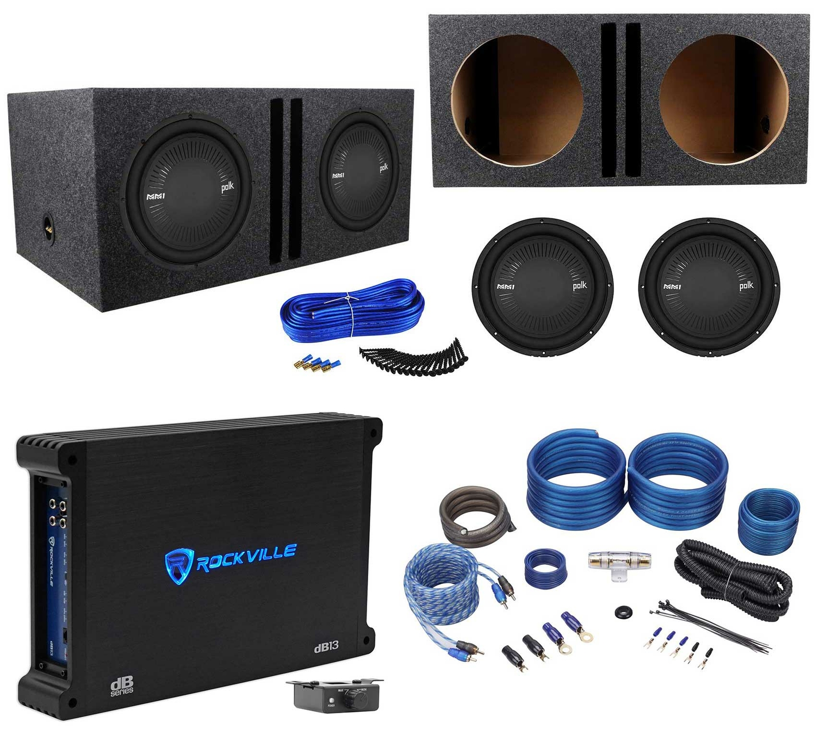 2 Polk Audio MM 1242 SVC 12 сабвуферов мощностью 2520 Вт Вентилируемая коробка Моноусилитель Комплект усилителей 73290₽