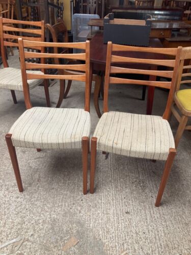 Vintage Mid Century Sveyards Scanidavian Teak Ladder Back Dining Chairs x 2 - Picture 1 of 7