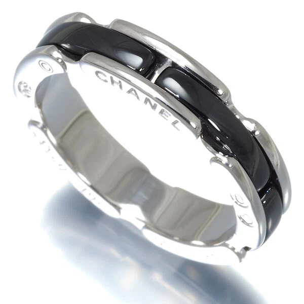 Auth CHANEL Ultra J12 Ring EU48 18K 750 White Gold/Black Ceramic