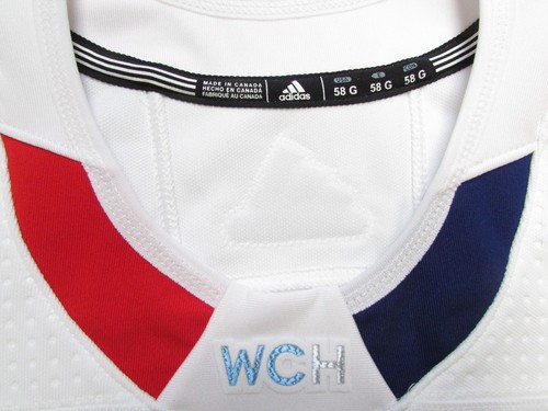 CZECH REPUBLIC WHITE WORLD CUP OF HOCKEY TEAM ISSUED ADIDAS JERSEY GOALIE CUT 58 - Picture 3 of 7