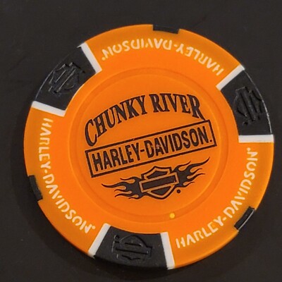 CHUNKY RIVER HD - MISSISSIPPI (Orange/Black) Harley Davidson Poker Chip