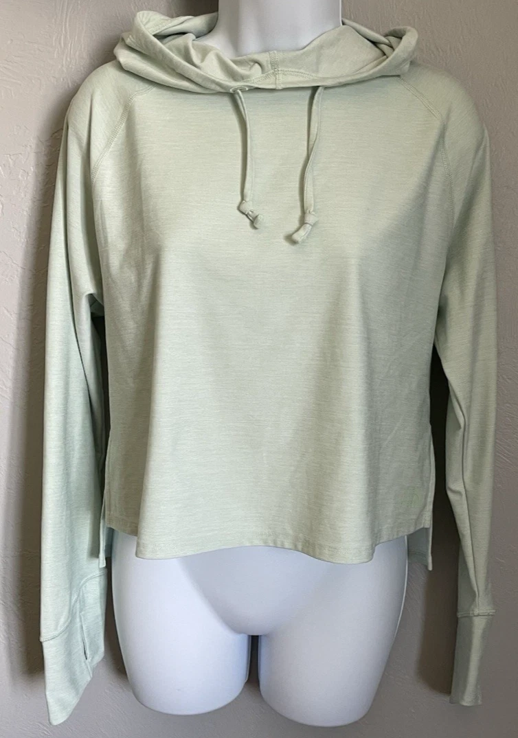 The North Face Womens Green Long Sleeve Cropped Pullover Hoodie Womens Medium