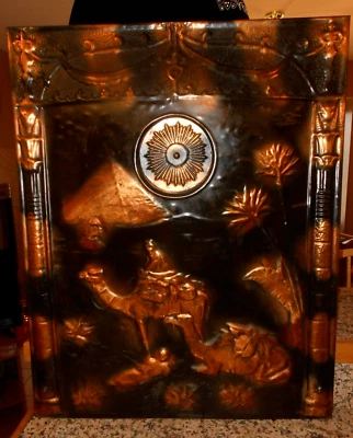 AntQ Copper-Flashd Egyptian-Revivl 3-D FIREPLACE COVER & HANGING WALL ART! - Image 1 of 4