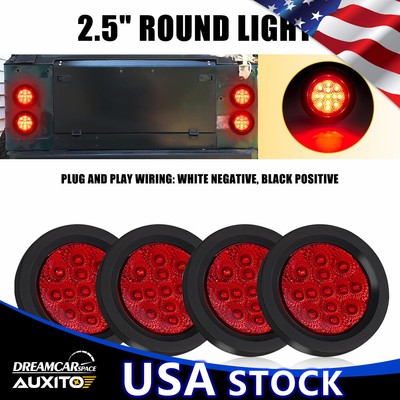 2.5'' Inch DOT 4X Round Red Trailer 13-LED Marker Lights w/ Grommet for Truck RV