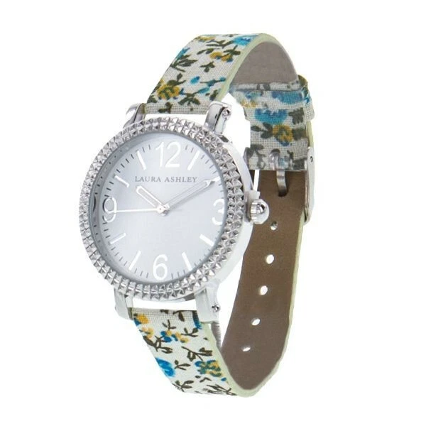 Reloj Laura Ashley Damas Azul Floral Flor Banda Bisel Acanalado La31005Bl Nuevo con Etiquetas Nuevo en Caja Foto 2 de 3