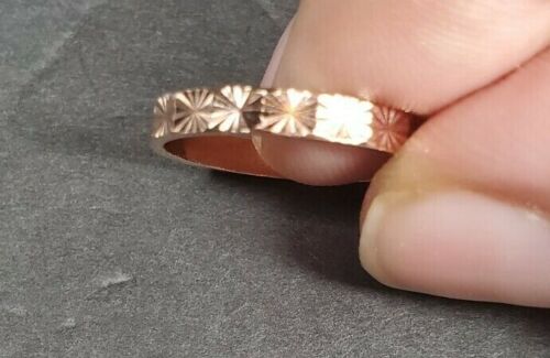 Milor Sterling Silver Band Ring sz 8 Rose Gold Over 925 Starburst Pattern Italy